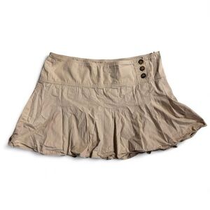 SOLD- Y2k Tan Mini Skirt with 3 Button Detail